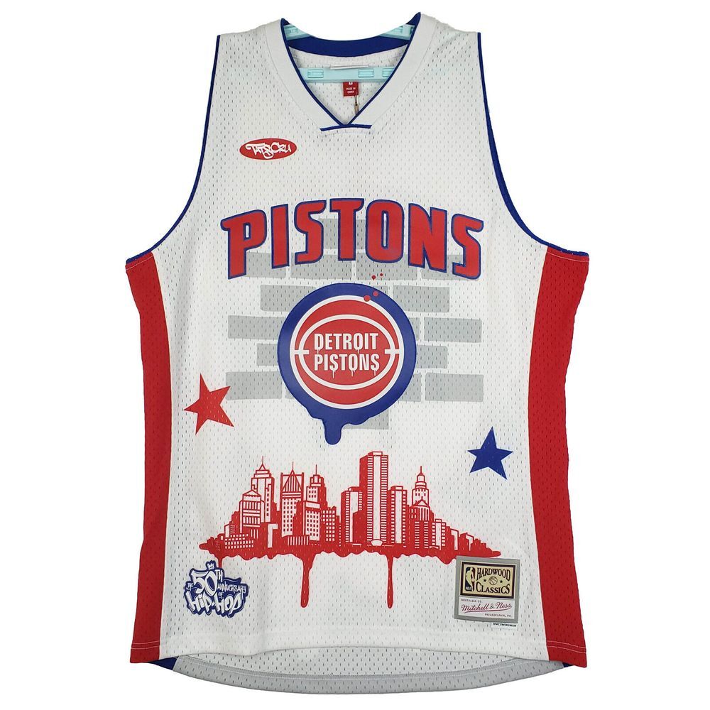 Detroit Pistons Tats Cru‎ Mitchell & Ness NBA L Large Jersey 50th Hip Hop NWT